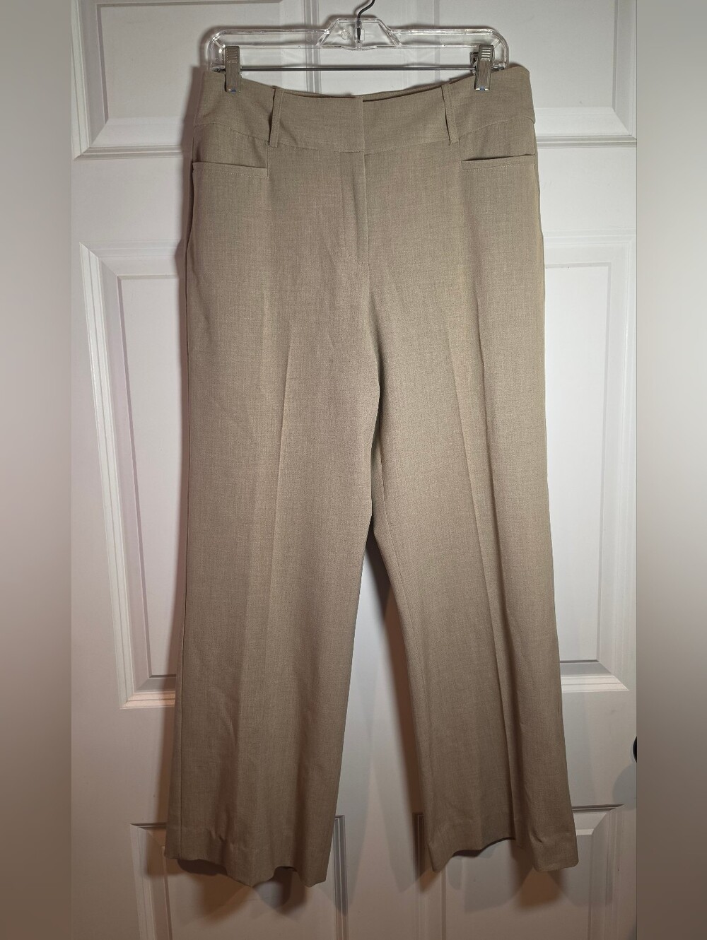 Apostrophe Classic Women's Wide-Leg Dress Pants in Light Beige Size 8